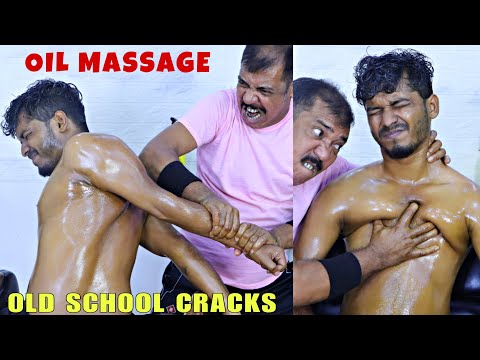 Upper Body Oil Massage & Chiropractic Body Cracks by Asim Barber | Chest Massage | Head Massage ASMR
