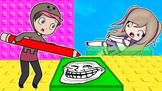 DIBUJO para TROLLEAR a mi NOVIA en la TORRE  TROLL en ROBLOX🤣