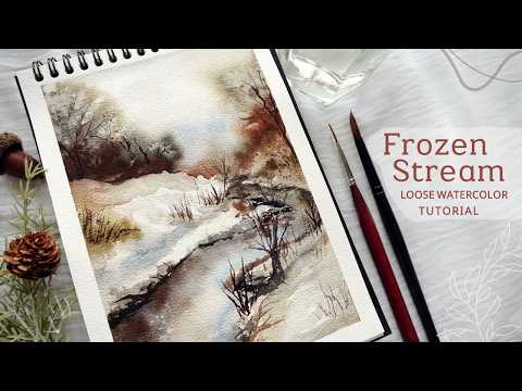 Watercolor Frozen Stream with only 4 Colours