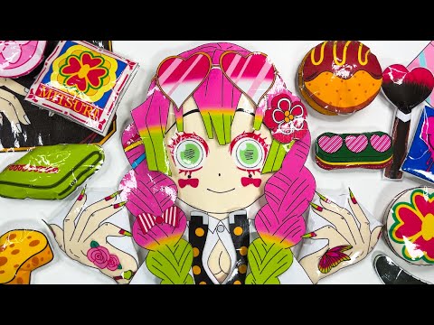 ☁️Paper diy☁️ Demon Slayer Mitsuri Blind bags - Skincare & Makeup & Outfit & Nail Challenge/Tutorial