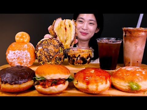 🍩도넛의 다양성..!🍪도넛에 오돌뼈?! 두바이 초콜릿?! 너무 신기한 홀리앤졸리 도넛 먹방❤ | Dubai chocolate, Matcha Donut ASMR Mukbang