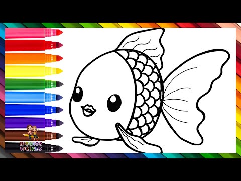 Dibuja y Colorea Un Lindo Pez Dorado 🌟🐠🌊🌟🌈 Dibujos Para Niños