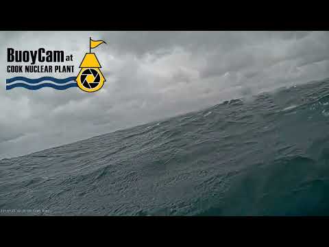 Large waves on Lake Michigan shown on buoy camera