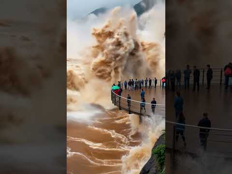 洪水瞬间吞没观景台！几十人命悬一线，奇迹生还！#洪水现场 #生死瞬间 #自然灾害 #真实记录 #视觉冲击 #太吓人了 #视觉震撼 #travel #automobile