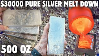 500 OUNCE PURE SILVER MELT DOWN - $31500 of 99.99% Silver - ASMR Metal Melting