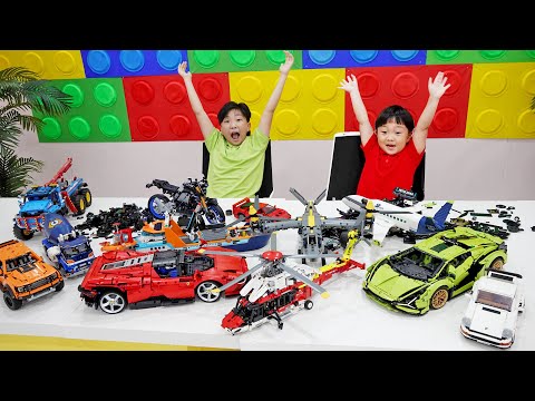 예준이와 예성이의 블럭 장난감 조립놀이 레고 테크닉 트럭 자동차 장난감 만들기 Color Block with Lego Technic Car Toy for Kids