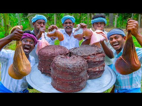 GOAT BLOOD FRY | Traditional Goat Blood Recipe Cooking In Village | Goat Blood Gravy with Intestine