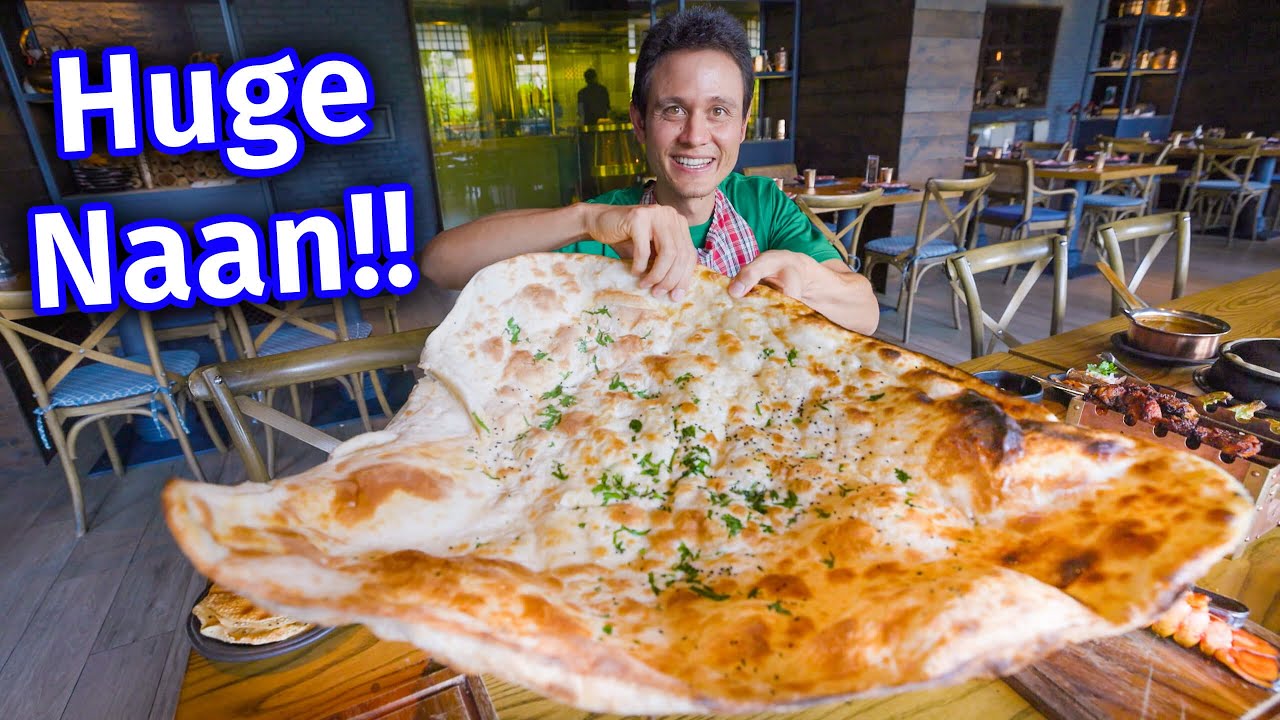 Table Size Naan! INDIAN FOOD - Giant Kebab Meal Cooked in the Tandoor!