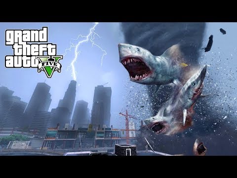 HUGE SHARKNADO HITS THE CITY!!! GTA V END OF LOS SANTOS MOD