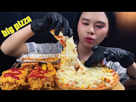 ASMR MUKBANG | SPAGHETTI, SEAFOOD PIZZA, FRIED CHICKEN THIGH, FRENCH FRIES