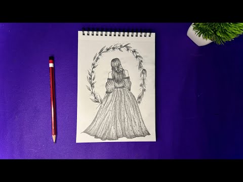 How to draw a girl in beautiful dress | Girl pencil drawing easy | How to draw a girl with pencil |