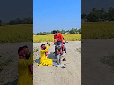 The boy is sitting and pretending to steal the car