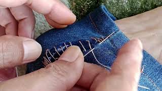 Great tutorial on sewing down torn pants