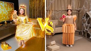 Barbie doll Rich vs Broke cardboard makeover