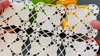 🤍 Crochet Tutorial for a Wonderful Heart-Shaped Square Motif Using Mercerized Lace Yarn 🌟