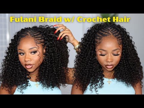 FULANI BRAIDS WITH CROCHET HAIR (NO LEAVE OUT)  | PROTECTIVE STYLE | Eayon Hair | CHEV B.