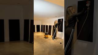 perfect morning to install my acoustic panels 🚀🥁 #diy #acousticpanels #soundproof #homestudio