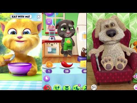 my talking tom gameplay vs talking ginger vs talking ben gameplay day 1