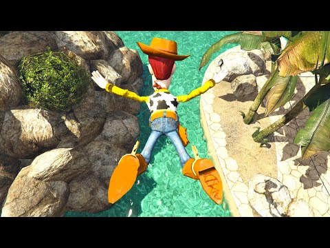GTA 5 Water Ragdolls WOODY Jumps/Fails ep.132 [Euphoria Physics Funny | Moments]