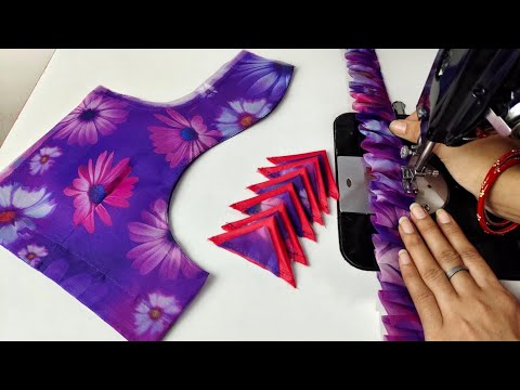 Beautiful Simple blouse design cutting and stitching | Back neck blouse design cutting and stitching