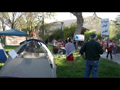 UNM community protests and camps in solidarity with other college campuses for Palestine