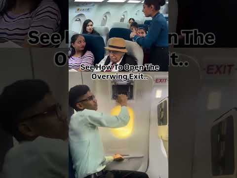 See how to open the overwing exit in flight ๐ฏ๐๐ป #flight #airplane #flightexit #airindia #tatagroup