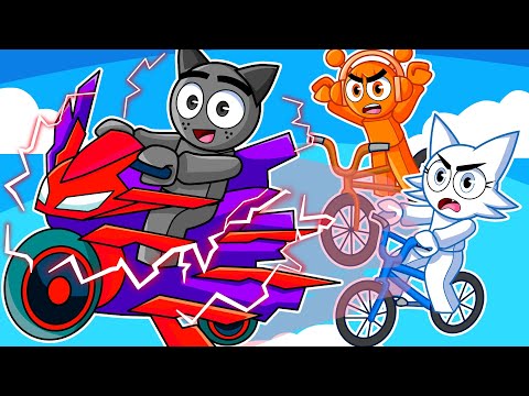 ¡GRAY y WENDA en Corredor VS Cazadores en BIKE OBBY en Roblox! (sprunki)