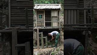 Building a Log Cabin in the Forest with Bamboo #building #logcabin #survival