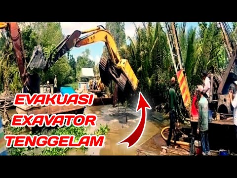 Proses Evakuasi Exavator Tenggelam Di Muara Dalam #exavator #himarima #tenggelam