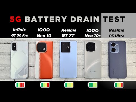 (5G) Battery Drain Test: Infinix GT 30 Pro vs iQOO Neo 10r vs P3 Ultra vs iQOO Neo 10 vs Realm GT 7T