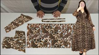 طريقة تفصيل وخياطة فستان كروازي كلوش une robe portefeuille تفصيل وخياطة dress cutting and stitching