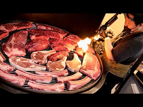 1년 참나무 장작만 30톤? 장작불 바베큐, 등갈비, 프리미엄 소고기 무한리필집 까지 Korean Steak, Korean street food