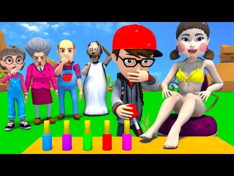 Scary Teacher 3D vs Squid Game False Toenails Squid Girl Wooden Box Nice or Error 5 Times Challenge