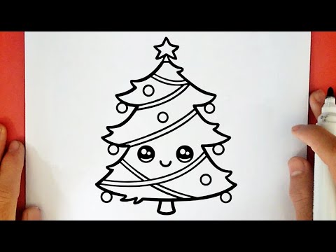 COMO DESENHAR UMA ÁRVORE DE NATAL KAWAII