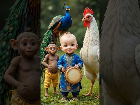 Chicken Monkey Dance🐔🤣| #cutebaby #funnyanimals #chicken #monkey #funnyvideo #viralshorts #1053