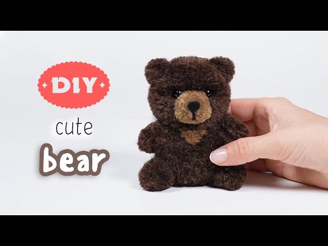 🐻 Diy Cute Bear Yarn Pom Pom 🧶 How to make Bear from Yarn 🐻