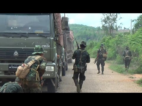 Images of Myanmar rebel armies ambush military convoy and aftermath