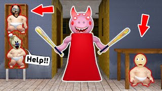 Small Granny, Ice Scream and Baldi vs Evil Piggy - funny horror animation (30 mins of fun)