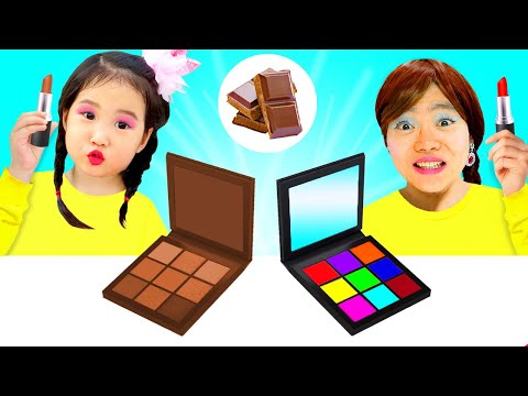 Real Makeup VS Chocolate Makeup! Boram's funny challenge