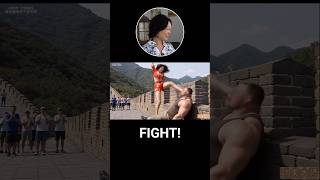 AI Chinese girl fighting muscle man on the Great Wall of China #aifight