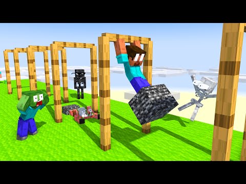 Pull Up Jump RUN CHALLENGE - Minecraft Animation