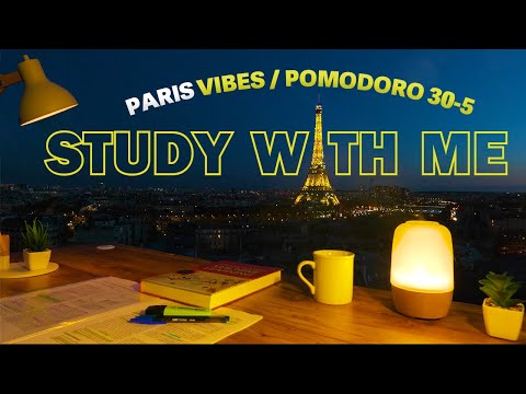 2 HOUR STUDY WITH ME LIVE🗼/ Calm lofi / Paris Eiffel Tower / with Pomodoro countdown + alarm