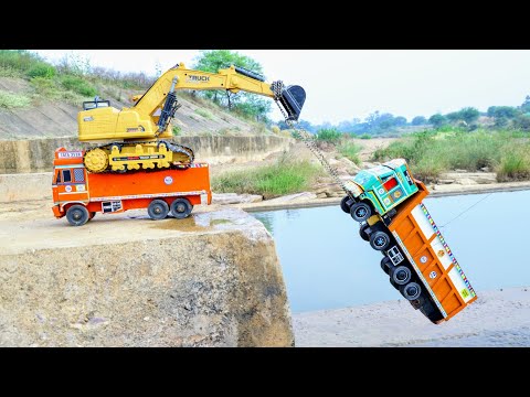 Ashok Leyland Dumper Accident Pulling Out JCB 5CX Plus ? gadi Wala Cartoon | jcb tractor cartoon