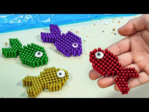 Magnetic Rainbow Fish: Sea Fishing in Minecraft - Magnet Stop Motion & Satisfying video