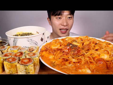 스쿨푸드😋🔥 매운 까르보나라 파스타 떡볶이, 모짜렐라 스페셜 마리, 장조림 버터비빔밥 먹방~! ASMR MUKBANG Spicy carbonara tteokbokki EATING