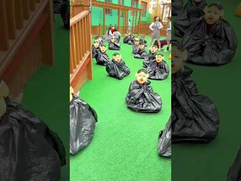 Boys are made to sit with masks on in a unique game #shortsfeed