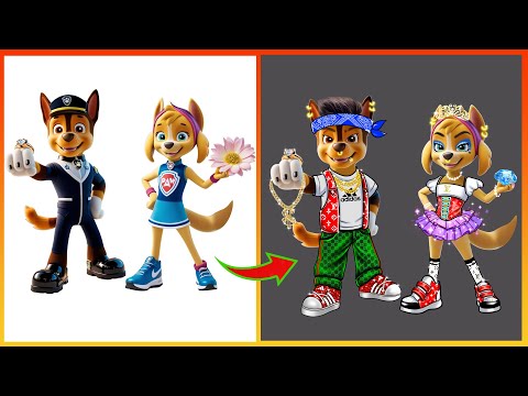 Chase Paw Patrol & Skye Dress Up Gucci, Lv Clothes - Paw Patrol GLOW UP