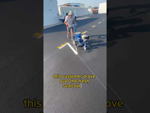 Customer Drove in the Fresh Parking Lot?? #satisfying #asphalt #sealcoating