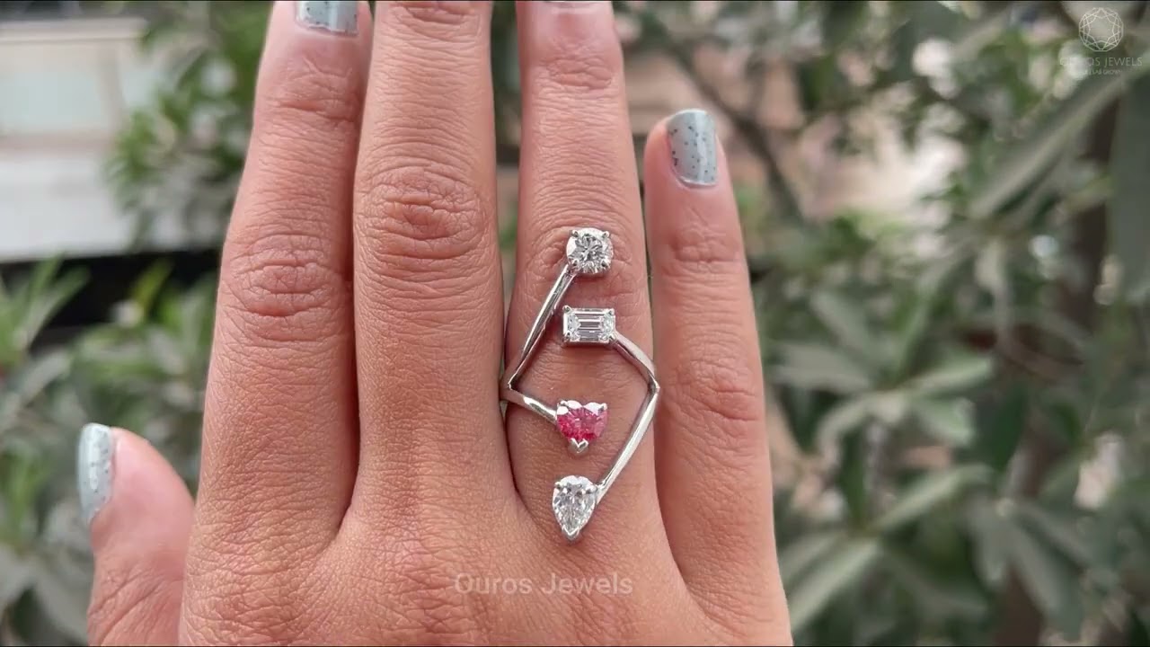 <br>Multi Shape Lab Diamond Bypass Shank Ring | Lab Diamond Cocktail Ring |
