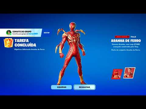 RESGATE AGORA! SKIN HOMEM-ARANHA DE FERRO *GRÁTIS* no FORTNITE! #fortnite